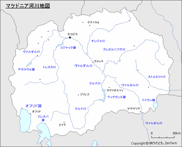 マケドニア河川地図 マケドニア河川地図