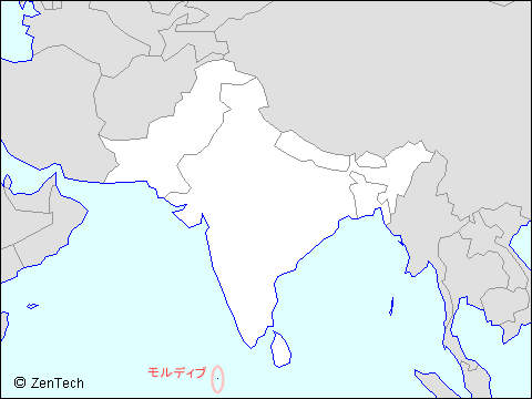 南アジアにおけるモルディブの位置