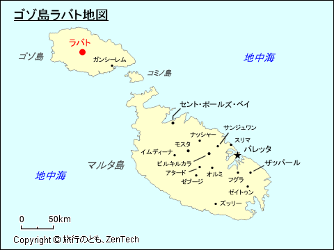 ゴゾ島ラバト地図