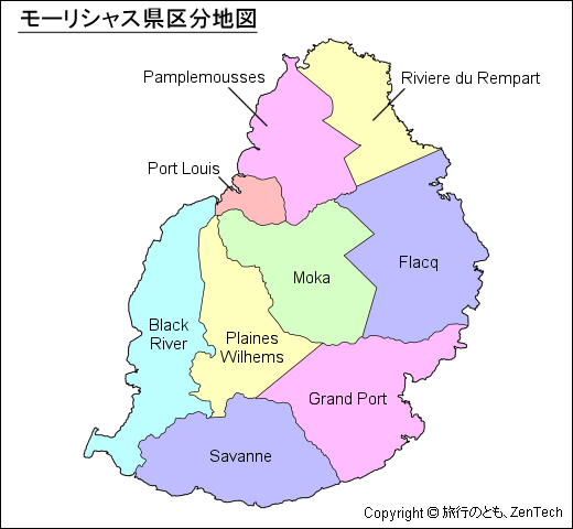 モーリシャス県区分地図 モーリシャス県区分地図