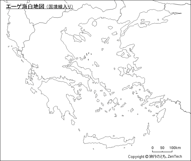 国境線入りエーゲ海白地図