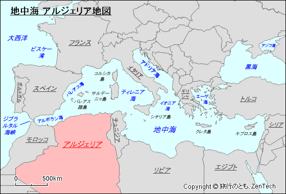 地中海 アルジェリア地図