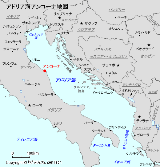 アドリア海アンコーナ地図