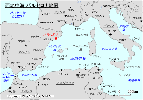 西地中海 バルセロナ地図