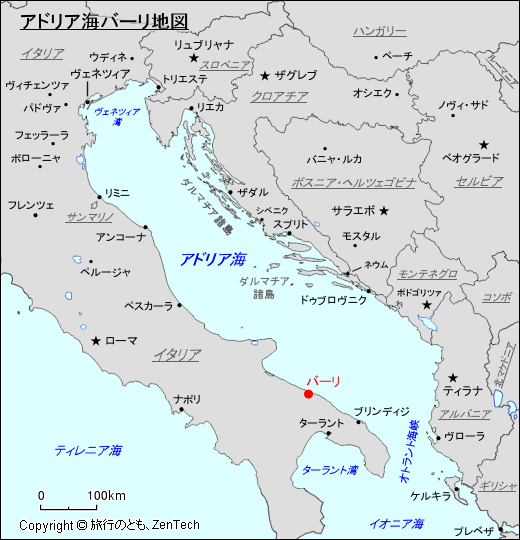 アドリア海バーリ地図