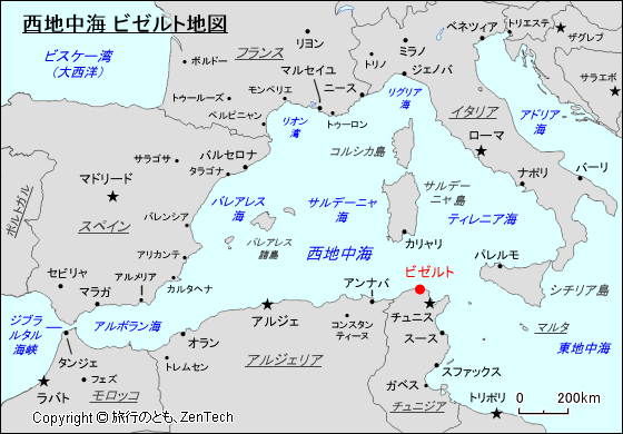 西地中海 ビゼルト地図