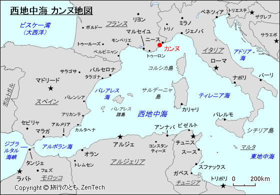 西地中海 カンヌ地図