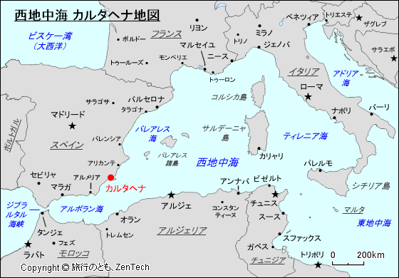 西地中海 カルタヘナ地図