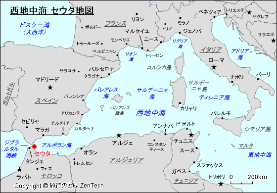 西地中海 セウタ地図