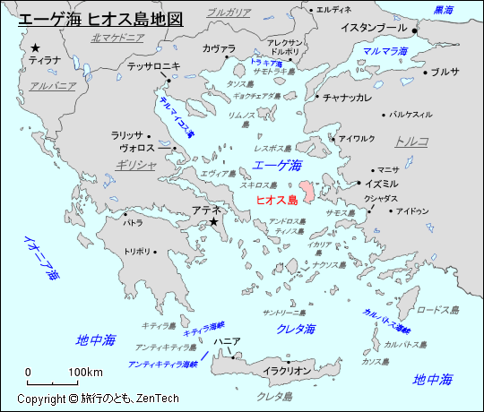 エーゲ海 ヒオス島地図