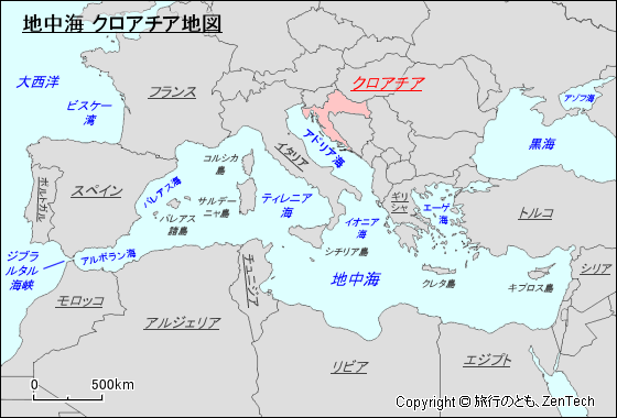 地中海 クロアチア地図