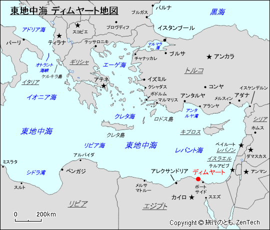 東地中海 ディムヤート地図