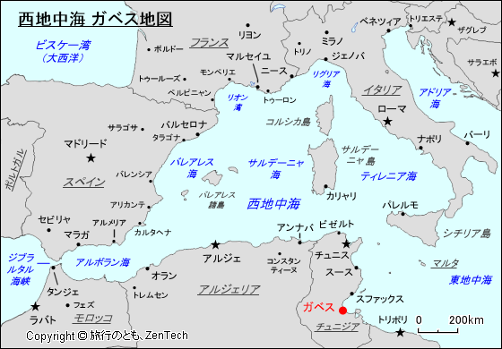 西地中海 ガベス地図