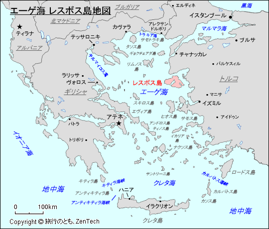 エーゲ海 レスボス島地図