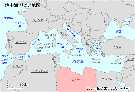 地中海 リビア地図