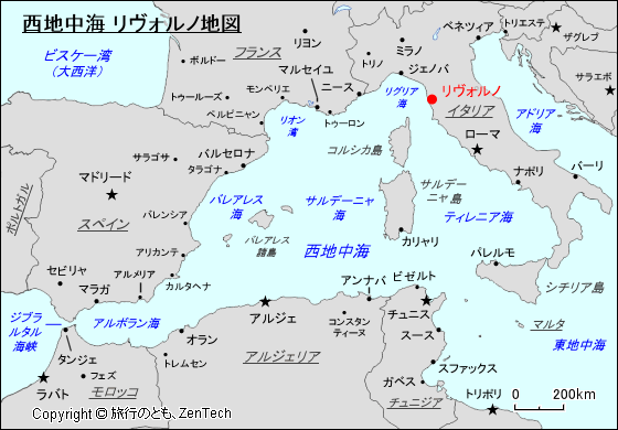 西地中海 リヴォルノ地図