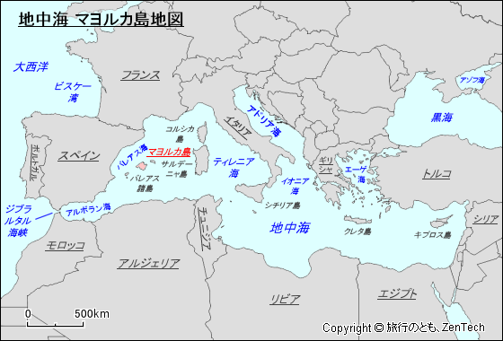 地中海 マヨルカ島地図