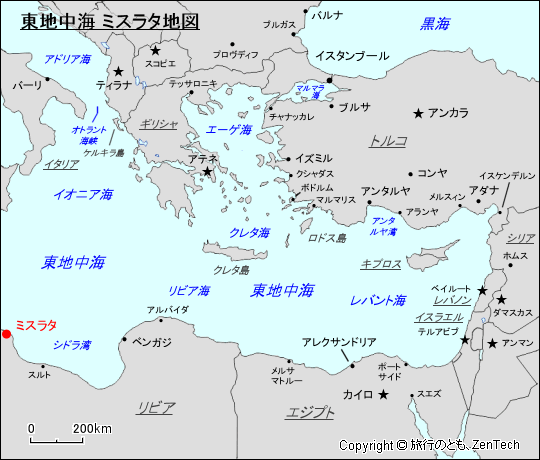 東地中海 ミスラタ地図