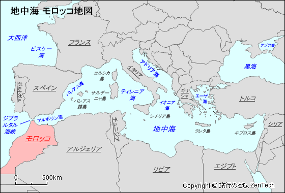 地中海 モロッコ地図