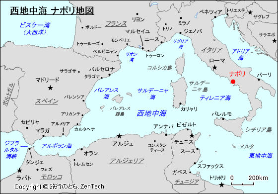 西地中海 ナポリ地図