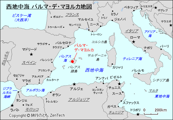 西地中海 パルマ・デ・マヨルカ地図