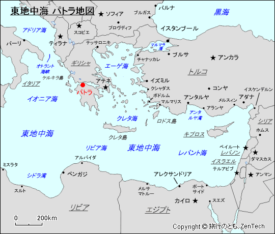 東地中海 パトラ地図