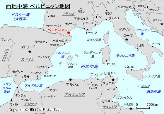 西地中海 ペルピニャン地図