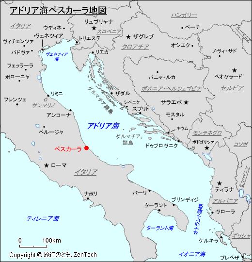 アドリア海ペスカーラ地図