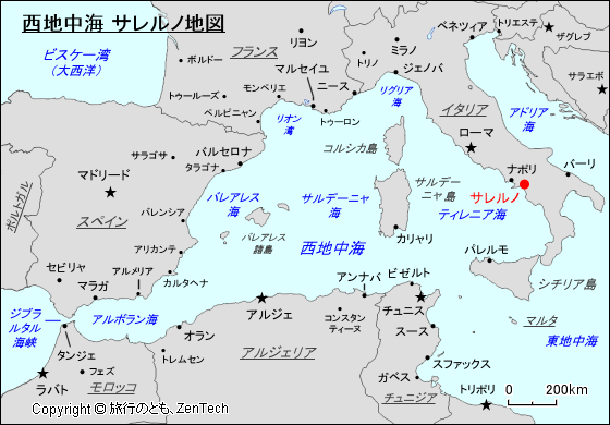 西地中海 サレルノ地図