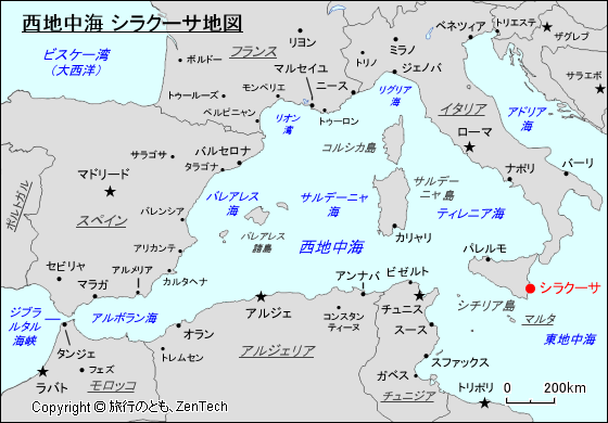 西地中海 シラクーサ地図