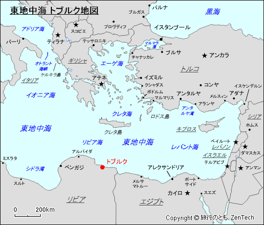 東地中海 トブルク地図
