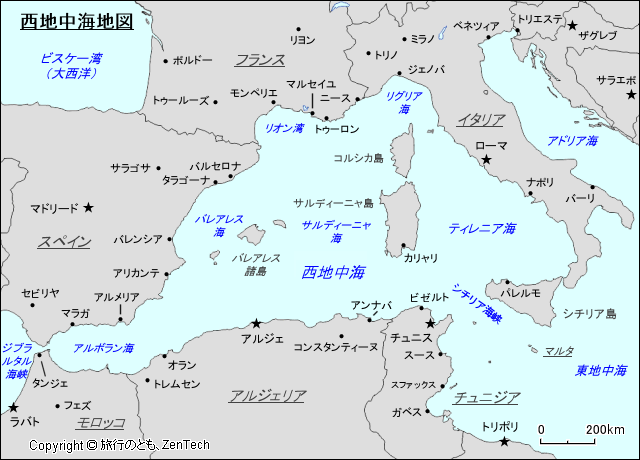 西地中海地図