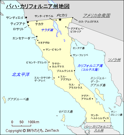 バハ・カリフォルニア州地図