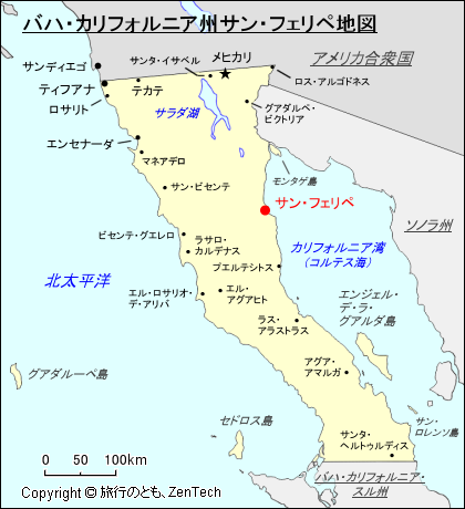 バハ・カリフォルニア州サン・フェリペ地図