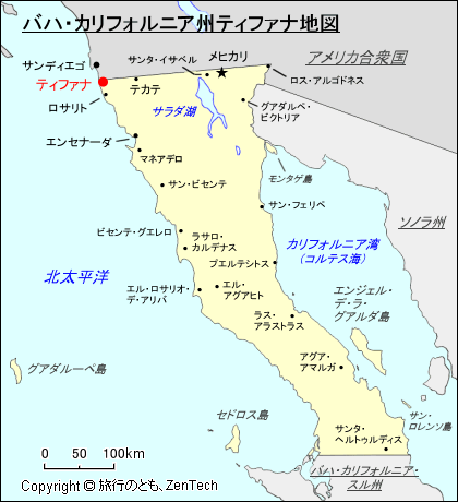 バハ・カリフォルニア州ティファナ地図