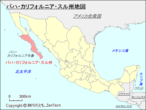 メキシコ合衆国バハ・カリフォルニア・スル州地図