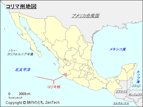 メキシコ合衆国コリマ州地図