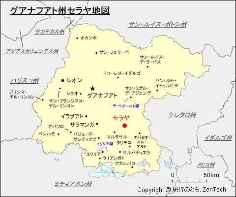 グアナフアト州セラヤ地図