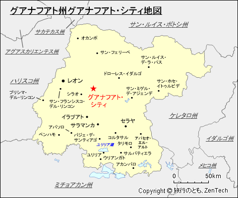 グアナフアト州グアナフアト・シティ地図