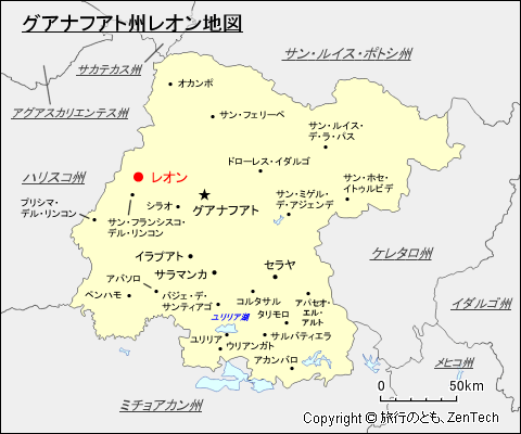 グアナフアト州レオン地図