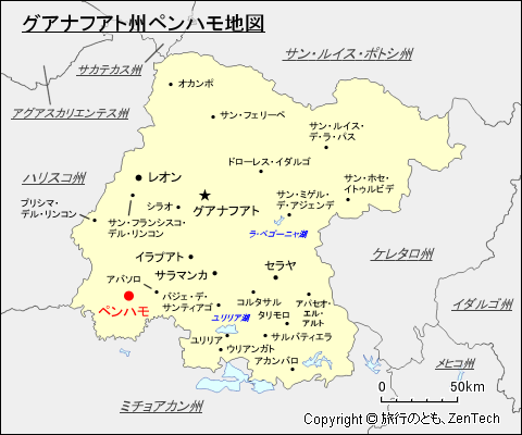 グアナフアト州ペンハモ地図