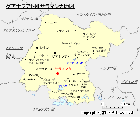 グアナフアト州サラマンカ地図