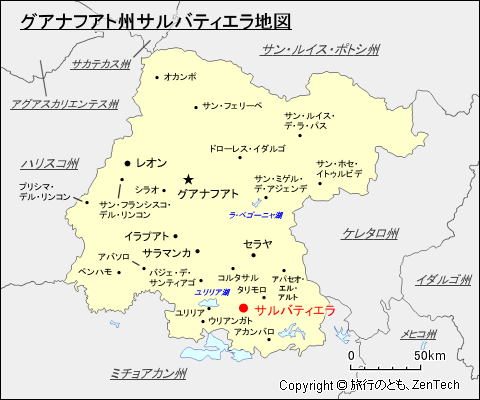 グアナフアト州サルバティエラ地図