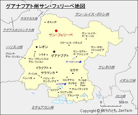 グアナフアト州サン・フェリーペ地図