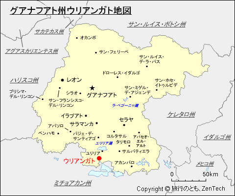 グアナフアト州ウリアンガト地図