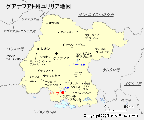 グアナフアト州ユリリア地図