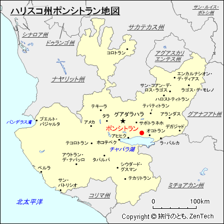 ハリスコ州ポンシトラン地図