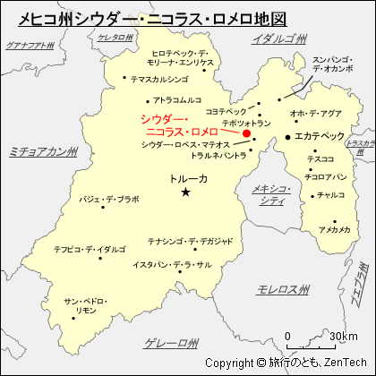 メヒコ州シウダー・ニコラス・ロメロ地図