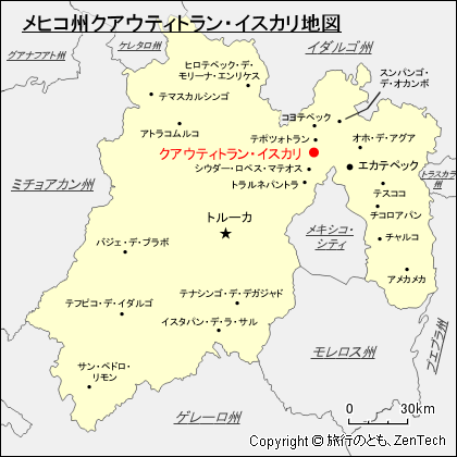 メヒコ州クアウティトラン・イスカリ地図