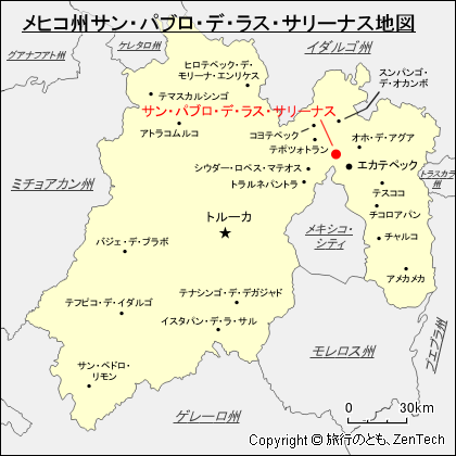 メヒコ州サン・パブロ・デ・ラス・サリーナス地図